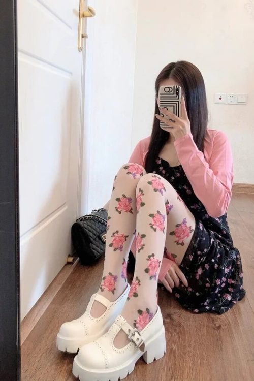 Cottagecore Rose Sheer Tights