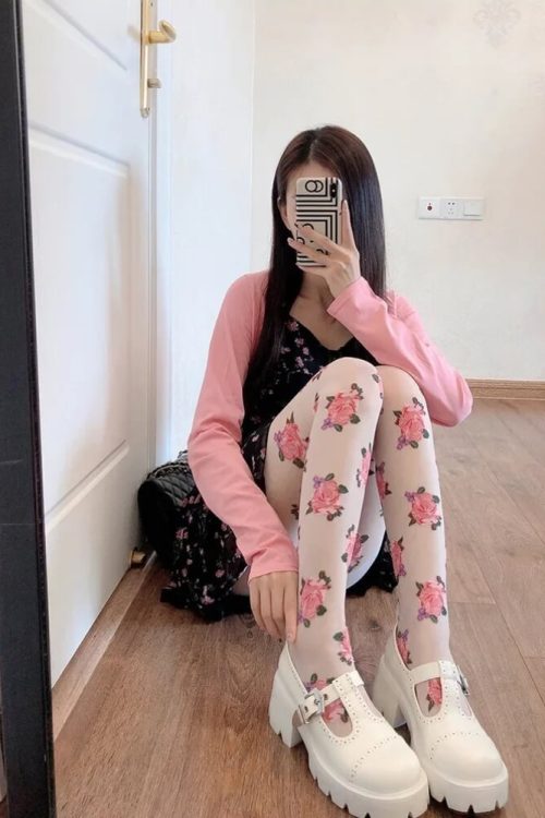 Cottagecore Rose Sheer Tights