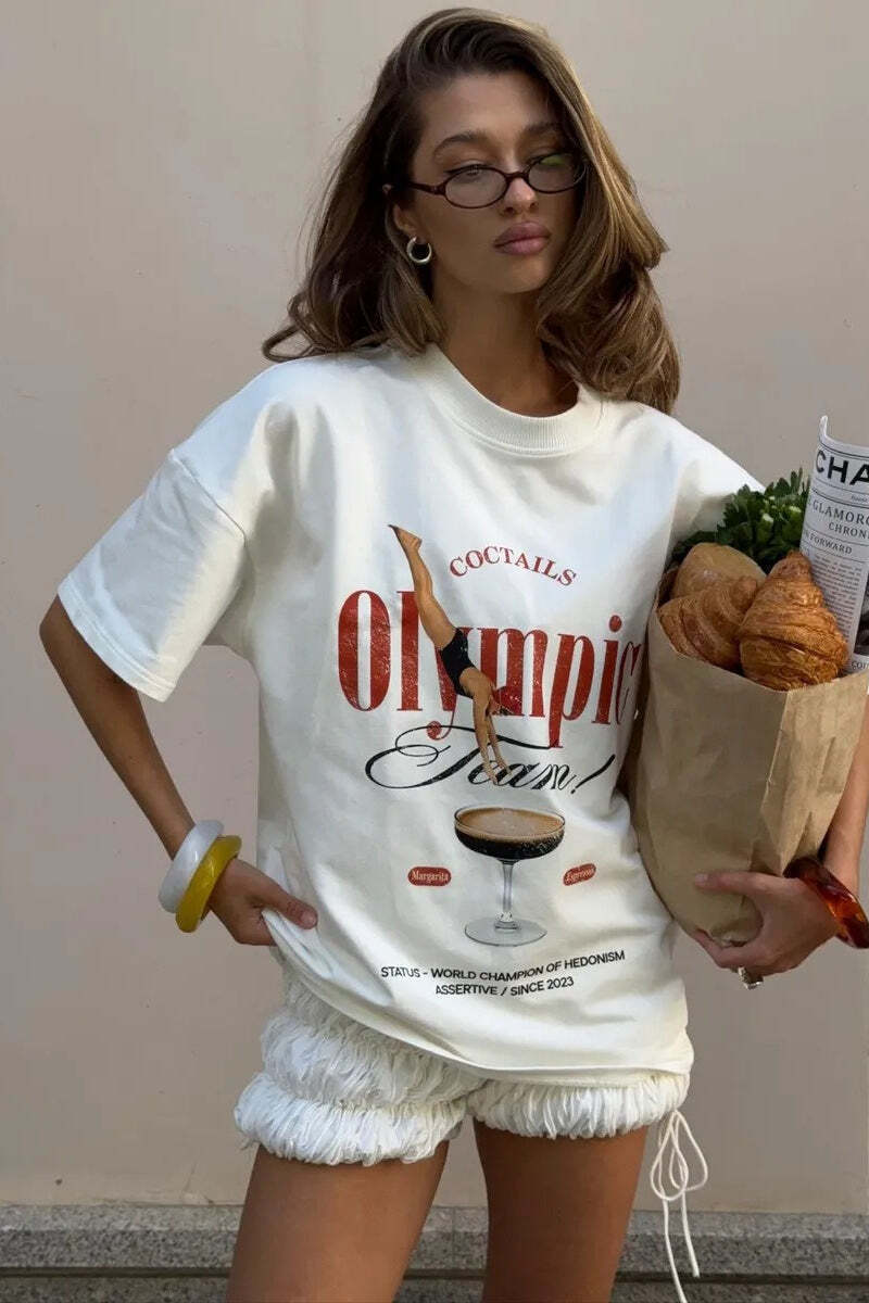 Cotton Fashion Trendy Loose Creative Print T-shirt