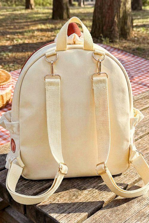 Cream Lace Strawberry Ita Backpack with Clear Window for Plushies and Pins