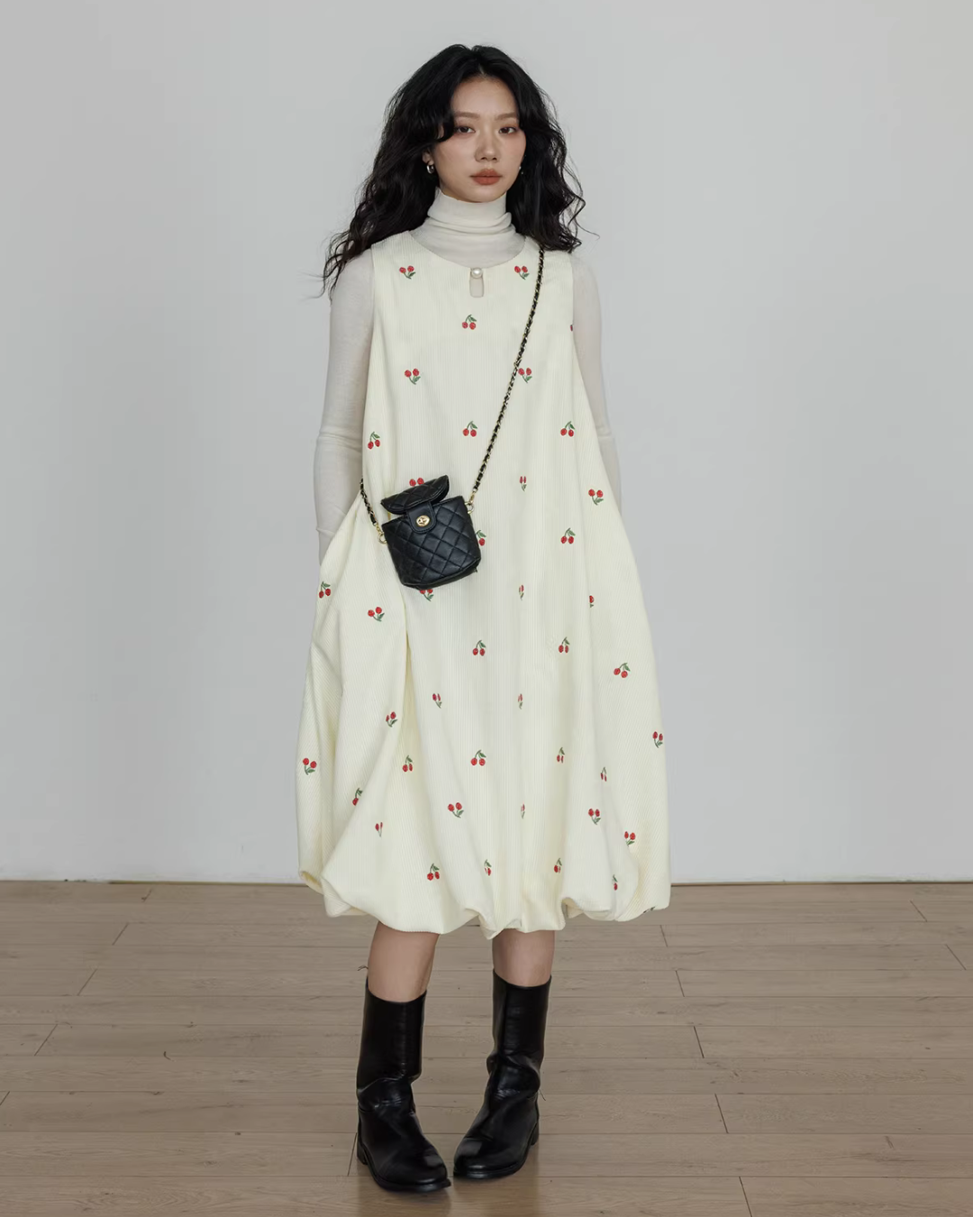 Crew Neck Cherry Vest Dress Crew Neck Cherry Vest Dress