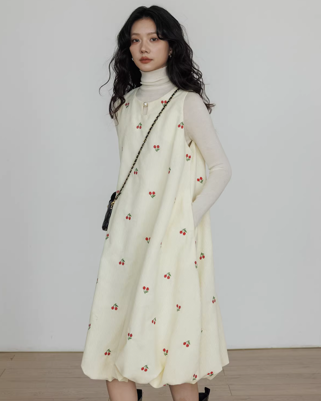 Crew Neck Cherry Vest Dress Crew Neck Cherry Vest Dress