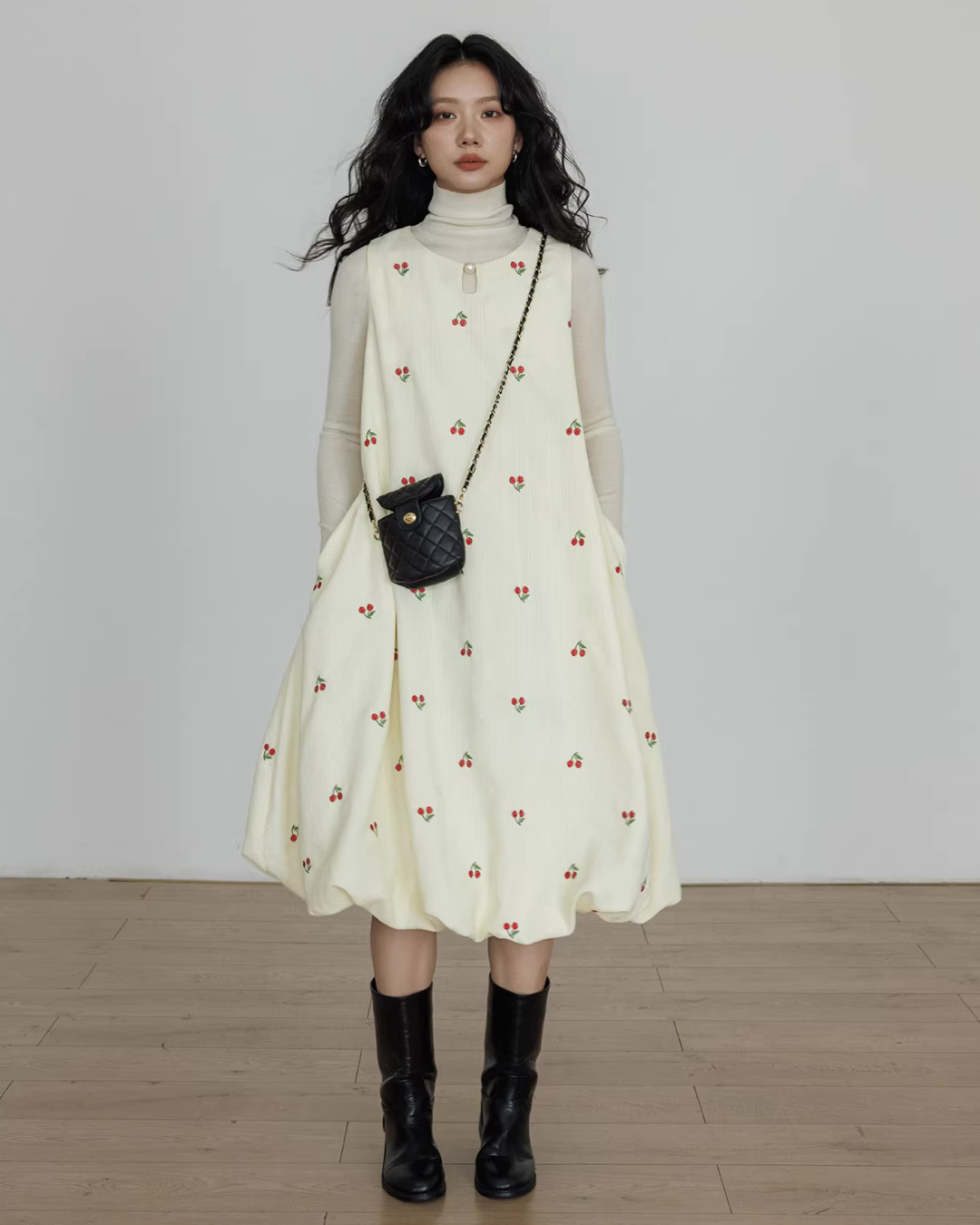 Crew Neck Cherry Vest Dress Crew Neck Cherry Vest Dress