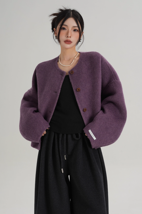 Crew Neck Knit Cardigan