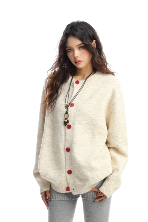 Crew Neck Knit Cardigan