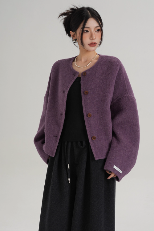 Crew Neck Knit Cardigan