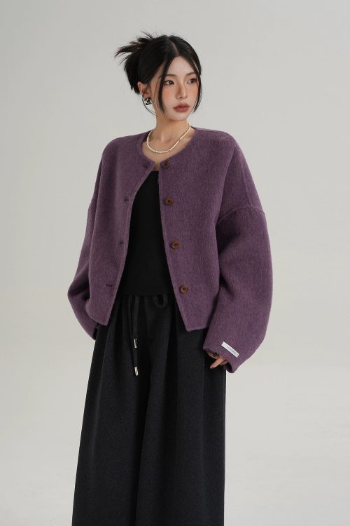 Crew Neck Knit Cardigan