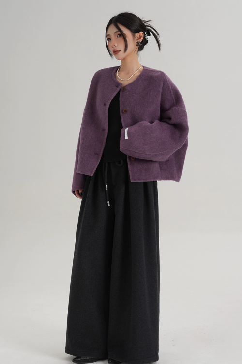 Crew Neck Knit Cardigan