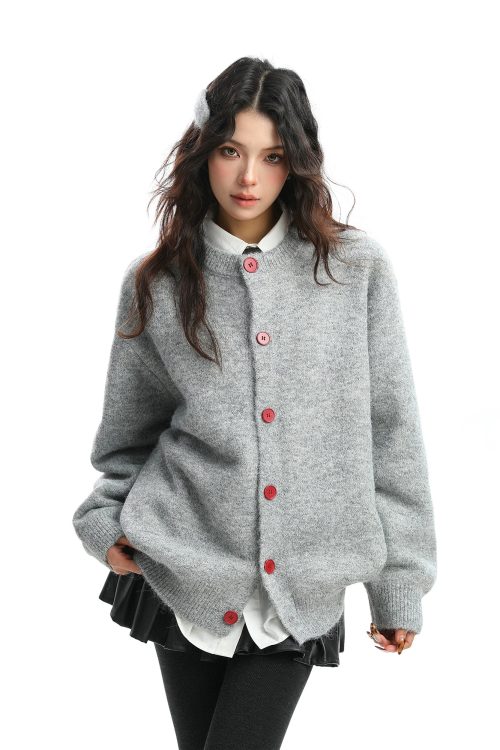 Crew Neck Knit Cardigan