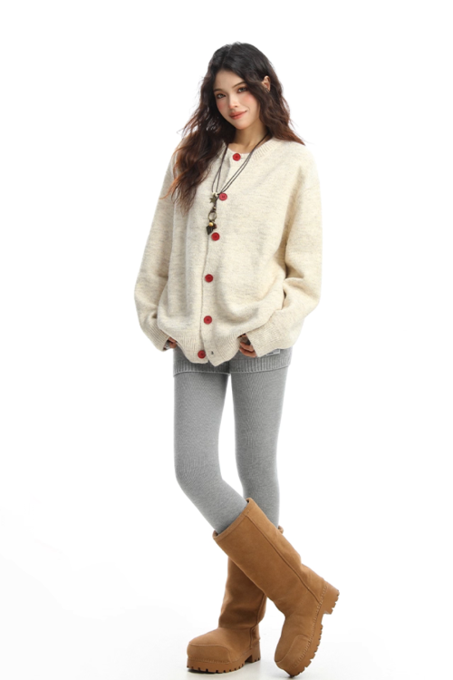 Crew Neck Knit Cardigan