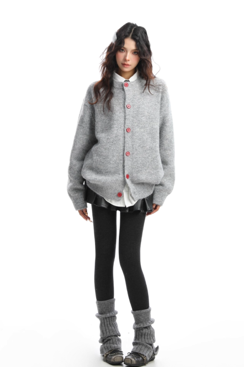 Crew Neck Knit Cardigan