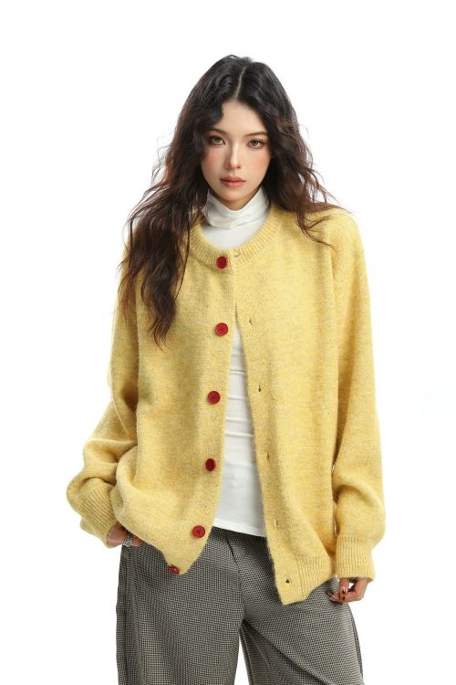 Crew Neck Knit Cardigan