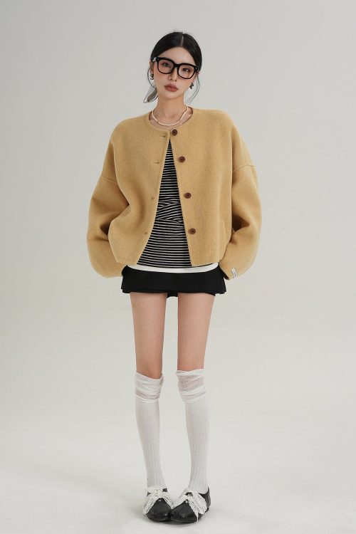 Crew Neck Knit Cardigan