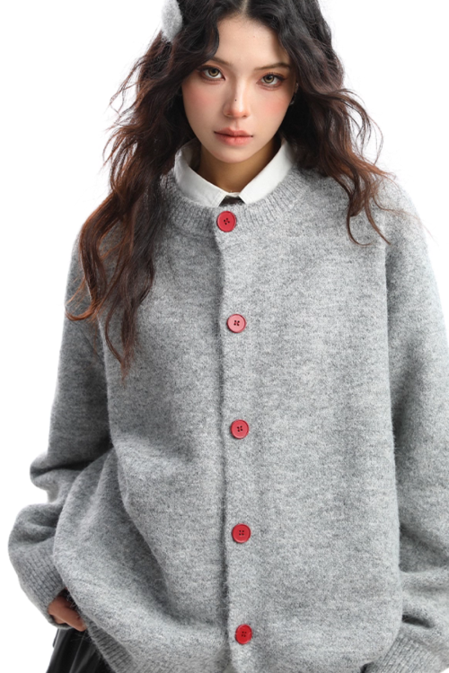 Crew Neck Knit Cardigan