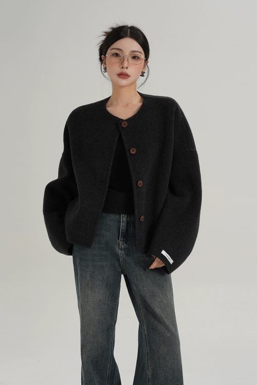 Crew Neck Knit Cardigan