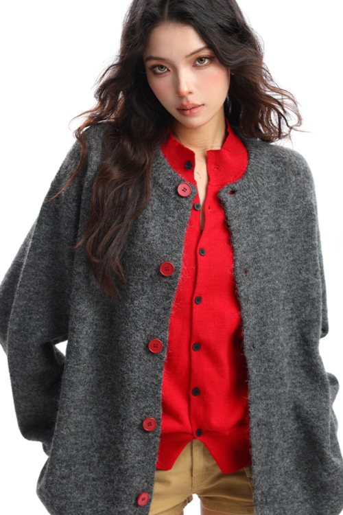 Crew Neck Knit Cardigan