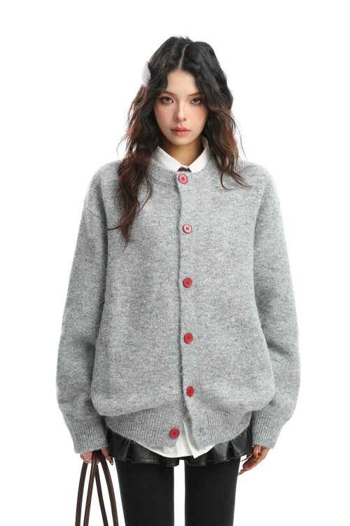 Crew Neck Knit Cardigan