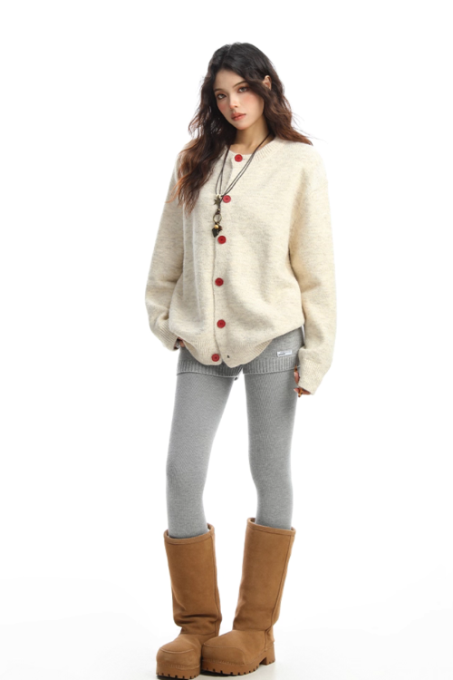 Crew Neck Knit Cardigan