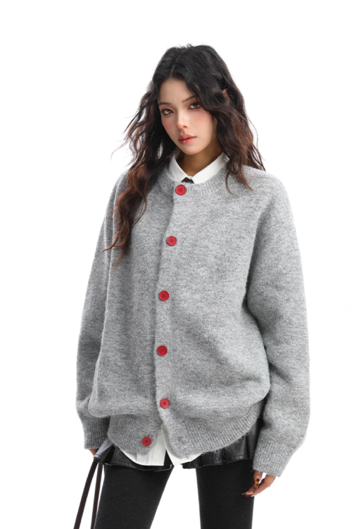 Crew Neck Knit Cardigan