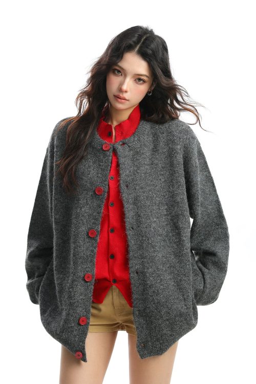 Crew Neck Knit Cardigan