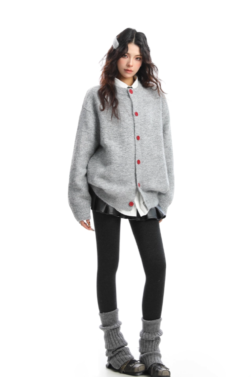 Crew Neck Knit Cardigan