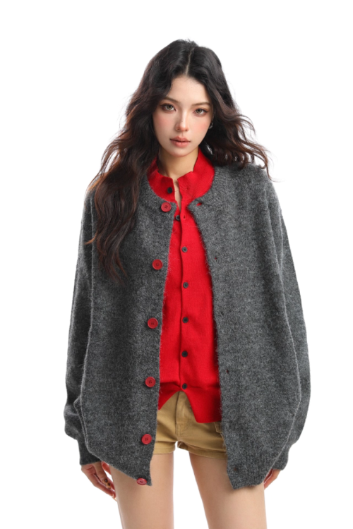 Crew Neck Knit Cardigan