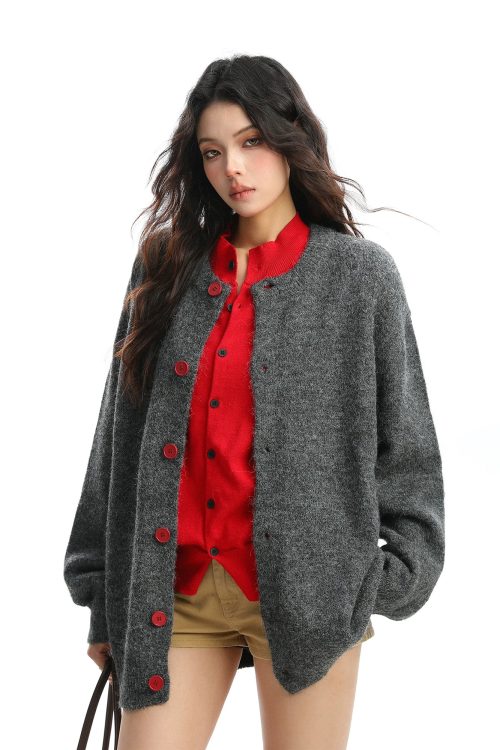 Crew Neck Knit Cardigan