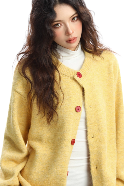 Crew Neck Knit Cardigan