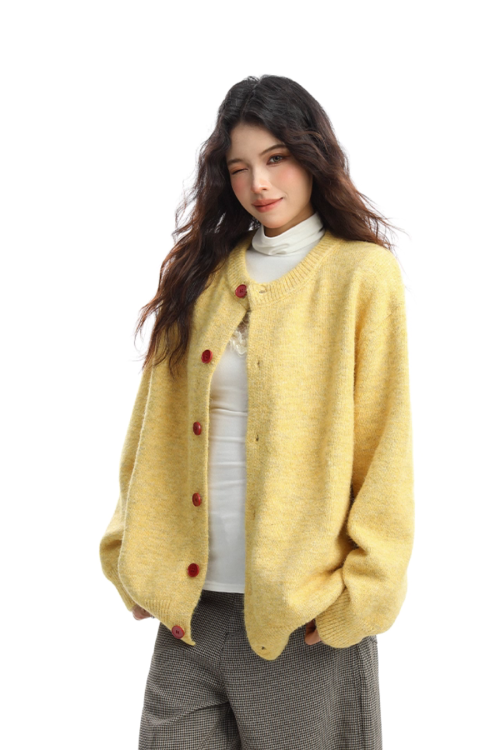 Crew Neck Knit Cardigan