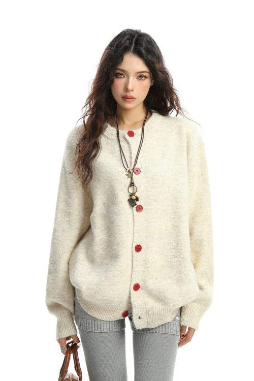 Crew Neck Knit Cardigan
