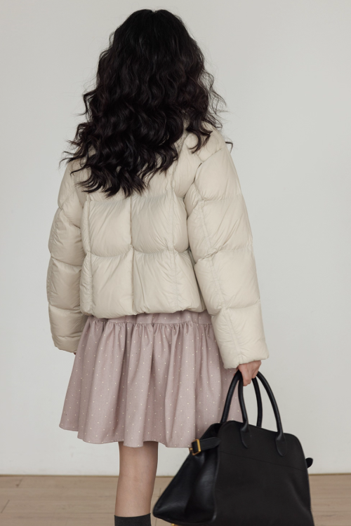 Crew Neck Short Puff Jacket