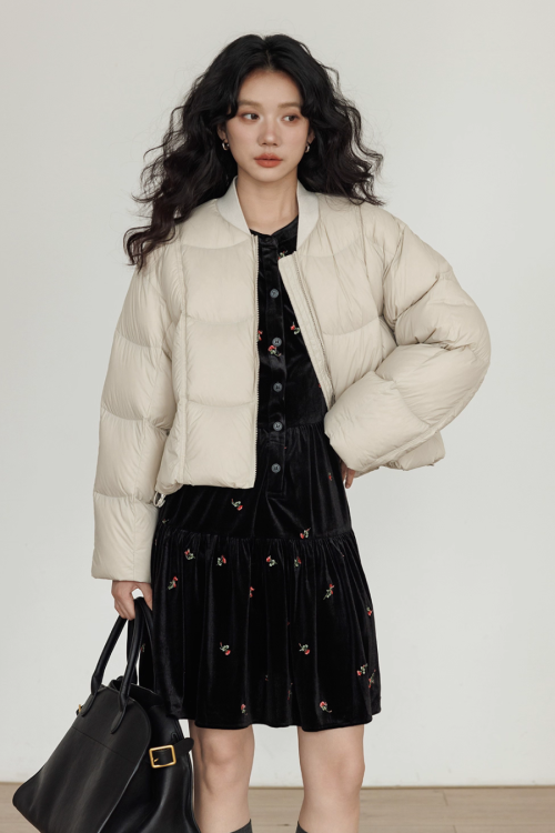 Crew Neck Short Puff Jacket