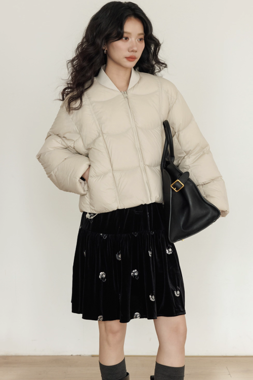 Crew Neck Short Puff Jacket