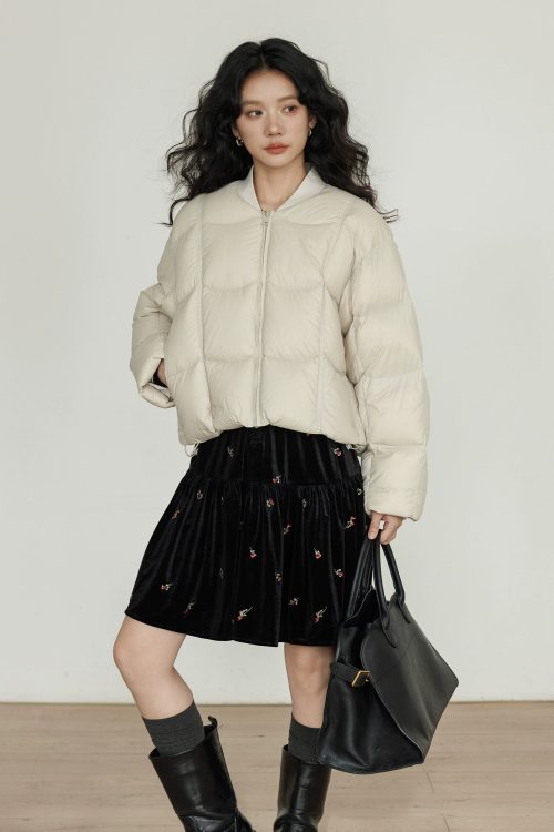 Crew Neck Short Puff Jacket