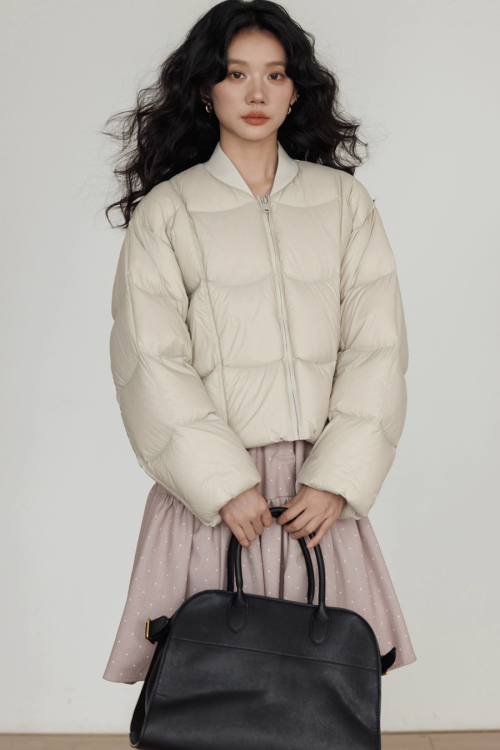 Crew Neck Short Puff Jacket