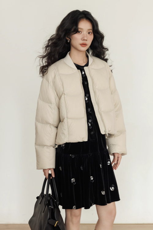 Crew Neck Short Puff Jacket