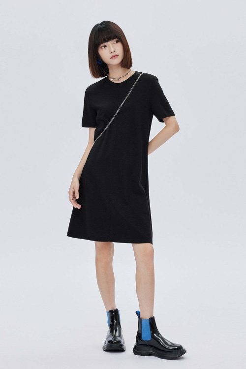 Crew Neck T-Shirt Short Dress