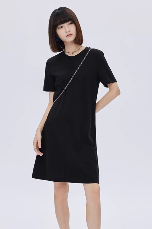 Crew Neck T-Shirt Short Dress