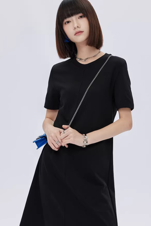 Crew Neck T-Shirt Short Dress