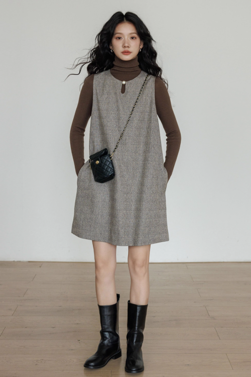 Crew Neck Vest Dress
