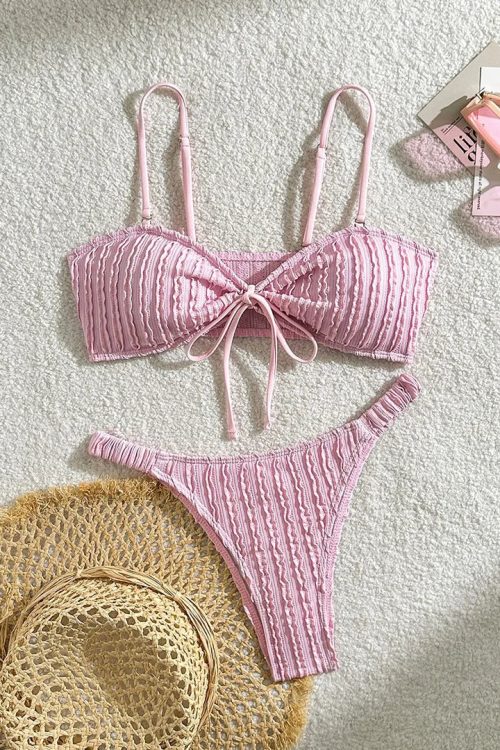 Crinkle Bandeau Bikini Set