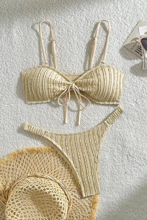 Crinkle Bandeau Bikini Set