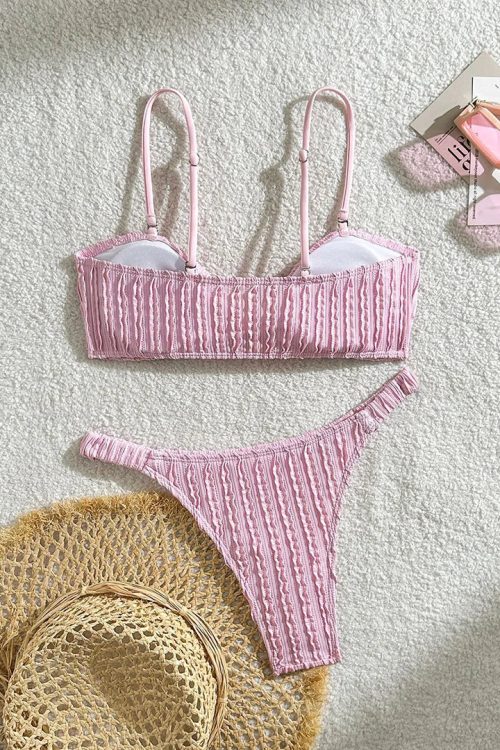 Crinkle Bandeau Bikini Set