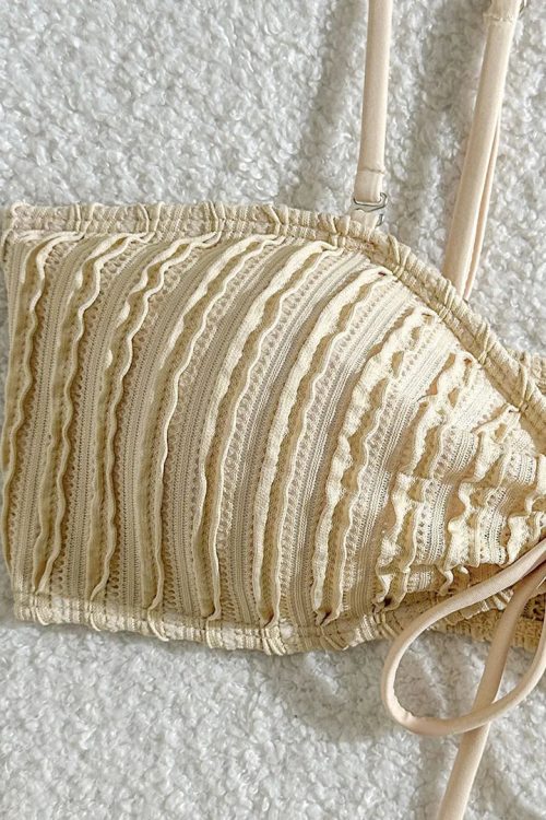 Crinkle Bandeau Bikini Set