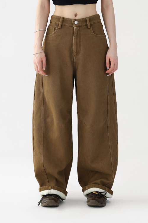 Curved Loose Wide Pants