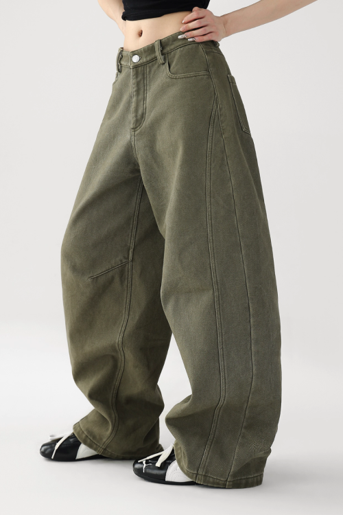 Curved Loose Wide Pants