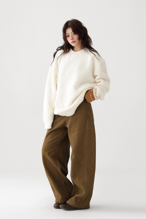 Curved Loose Wide Pants