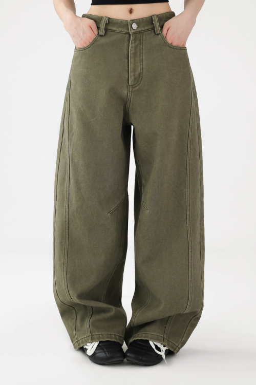 Curved Loose Wide Pants