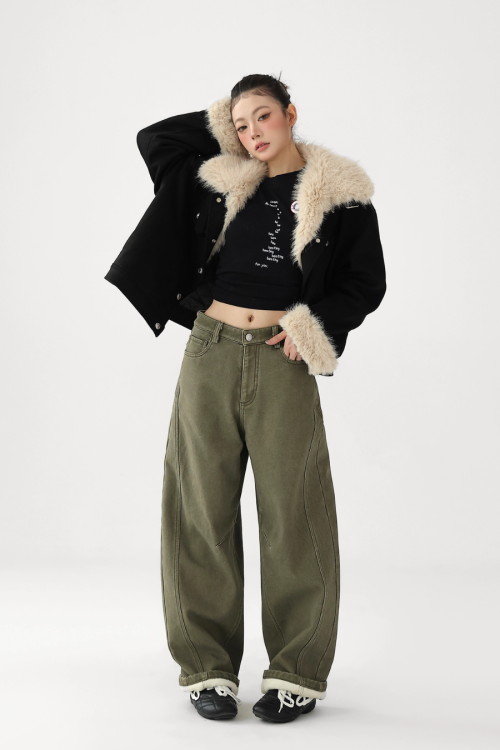 Curved Loose Wide Pants
