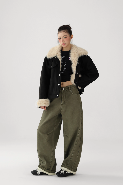 Curved Loose Wide Pants